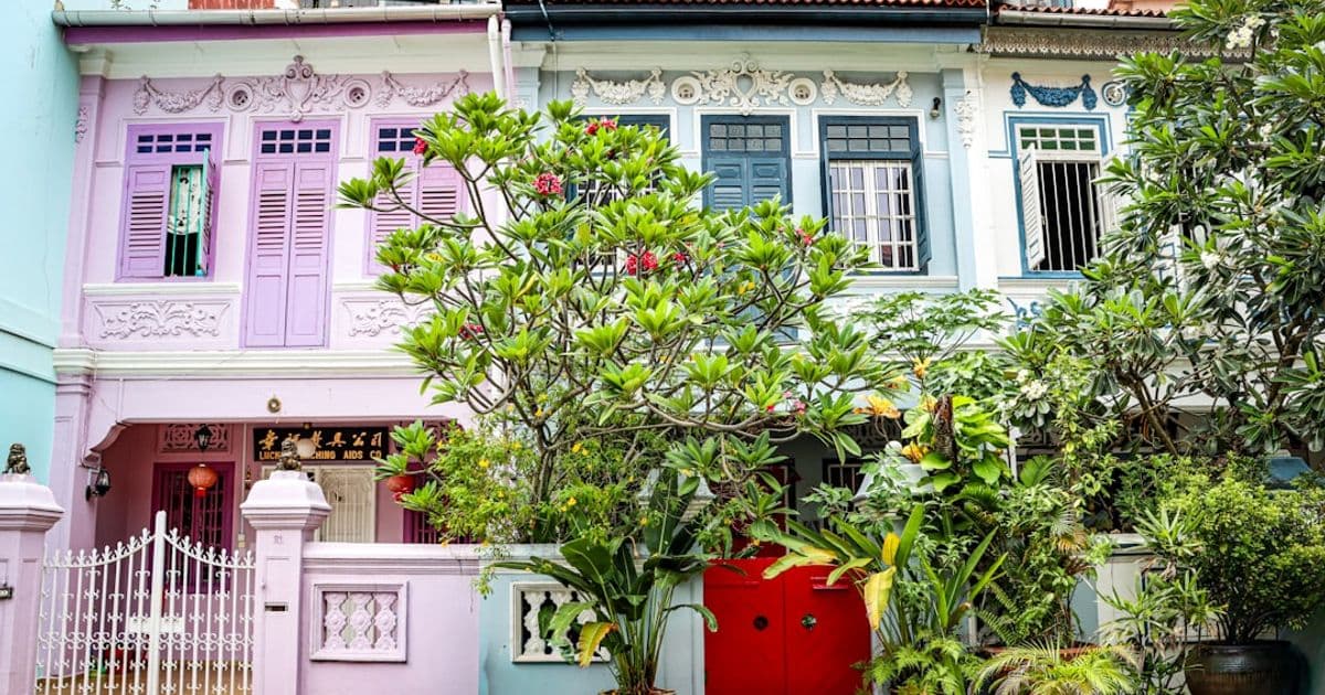 Singapore landed terrace house exterior in a suburban residential estate