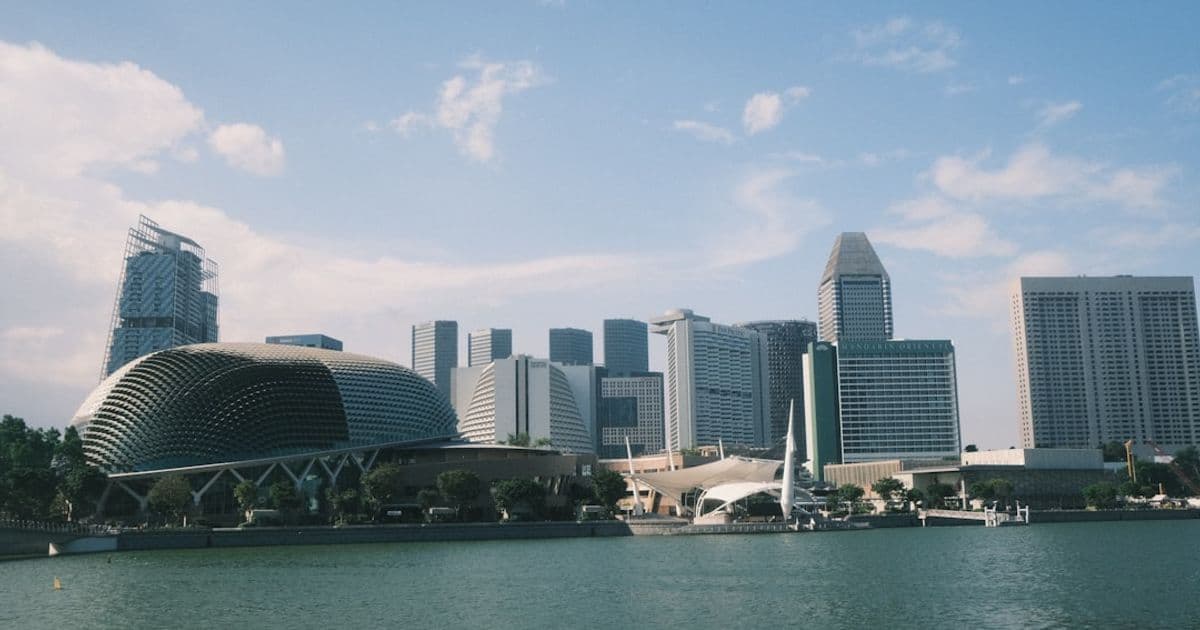 Singapore industrial estate building exterior with loading bays and open yard