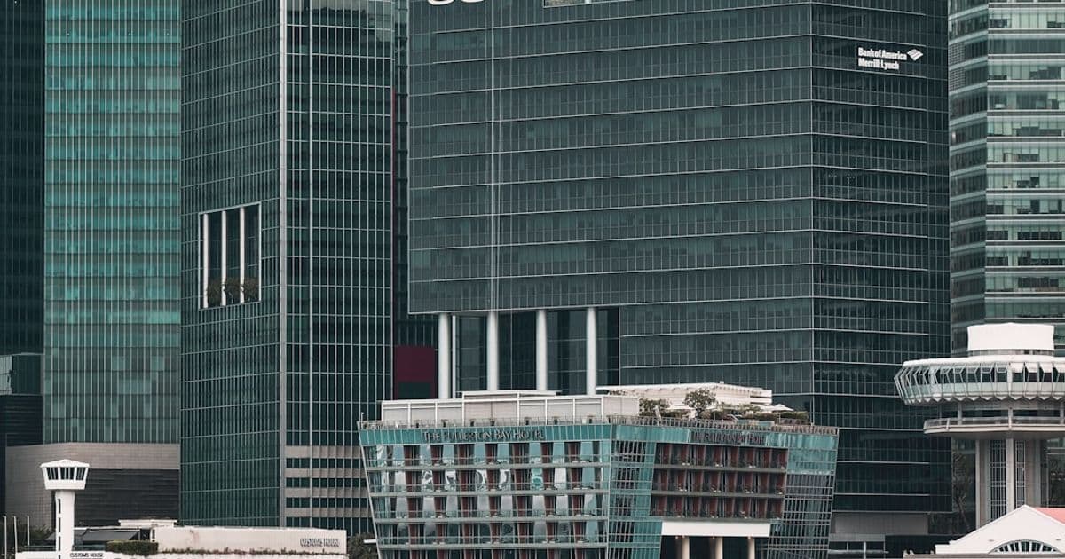 Singapore CBD Grade A office tower exterior daytime