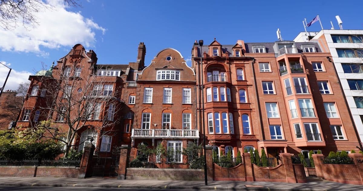 Kensington residential property exterior showing prime London townhouses used as bridge loan security