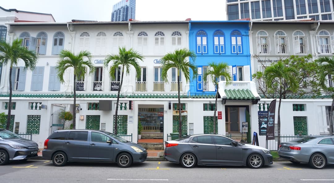 Singapore shophouse facade on a conservation street with strong vacant-possession value for bridging finance