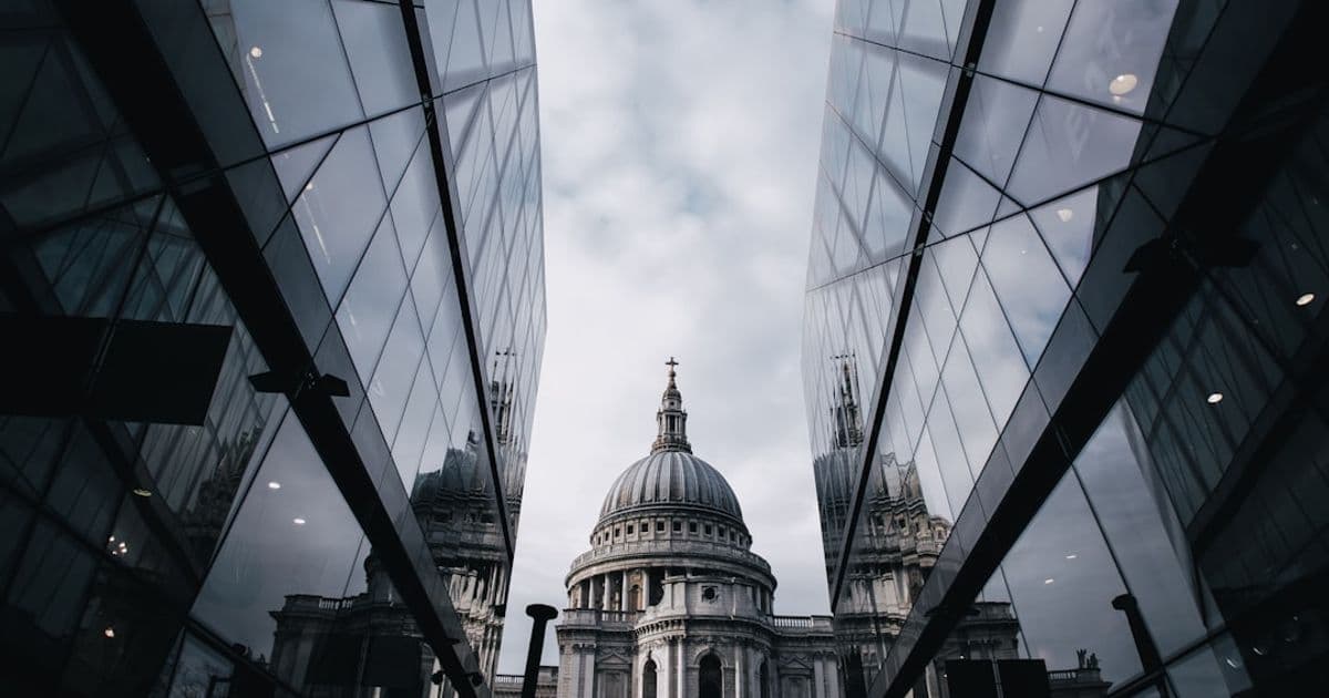 London commercial office building exterior glass facade